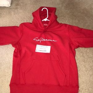 Supreme Script Hoodie Medium Red